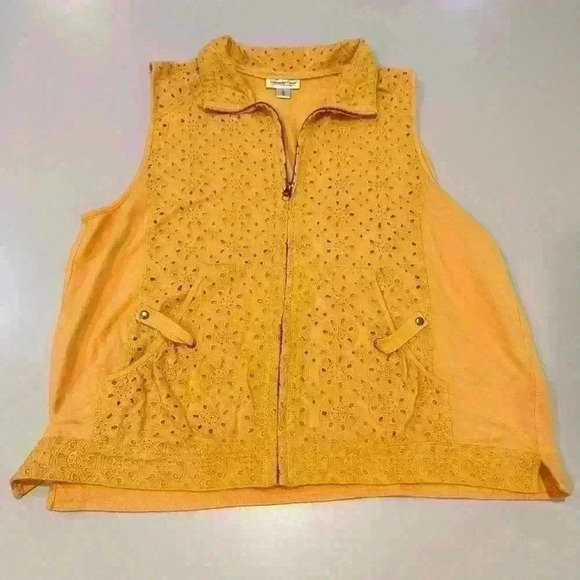 Coldwater Creek orange knit Zippered Vest Size Large - Picture 1 of 4